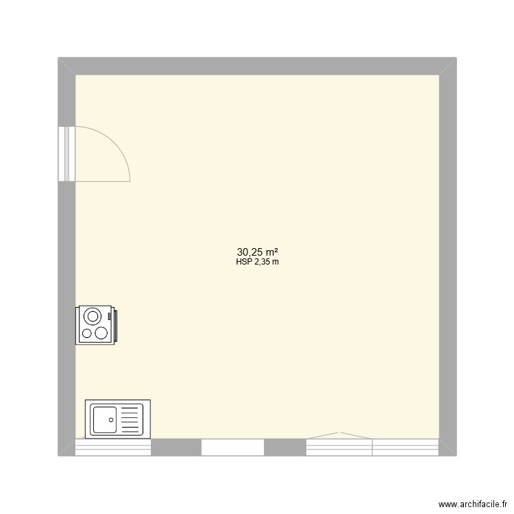 plan 3D. Plan de 1 pièce et 30 m2