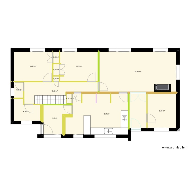 plan general. Plan de 13 pièces et 108 m2