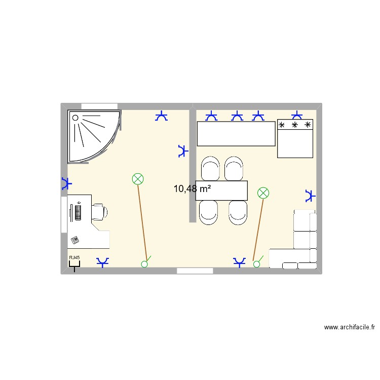 plan maison. Plan de 1 pièce et 10 m2