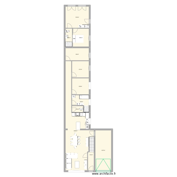 Harnes Bas. Plan de 11 pièces et 140 m2