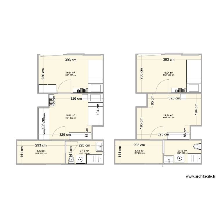 chambres enfants. Plan de 8 pièces et 52 m2