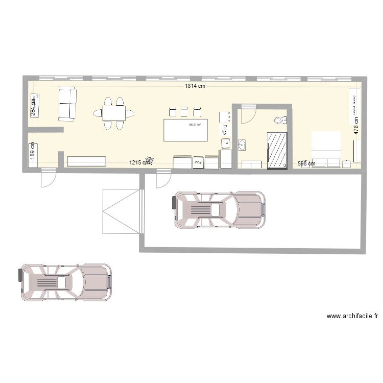 mason saint raymond. Plan de 1 pièce et 86 m2