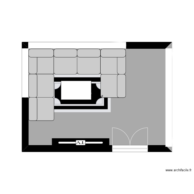 Salon. Plan de 1 pièce et 21 m2