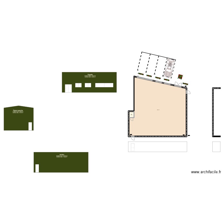 Plan magasin. Plan de 2 pièces et 203 m2