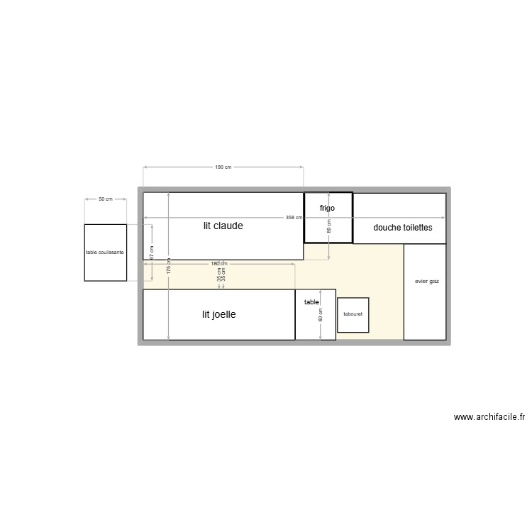 PLAN FIAT DUCATO 2. Plan de 1 pièce et 6 m2