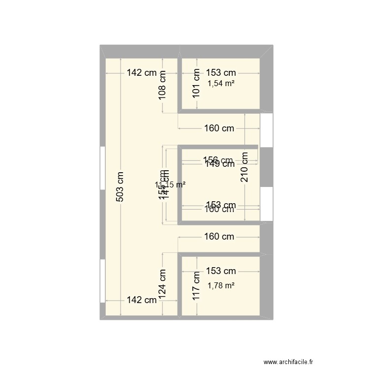 Zaphi's home. Plan de 3 pièces et 14 m2