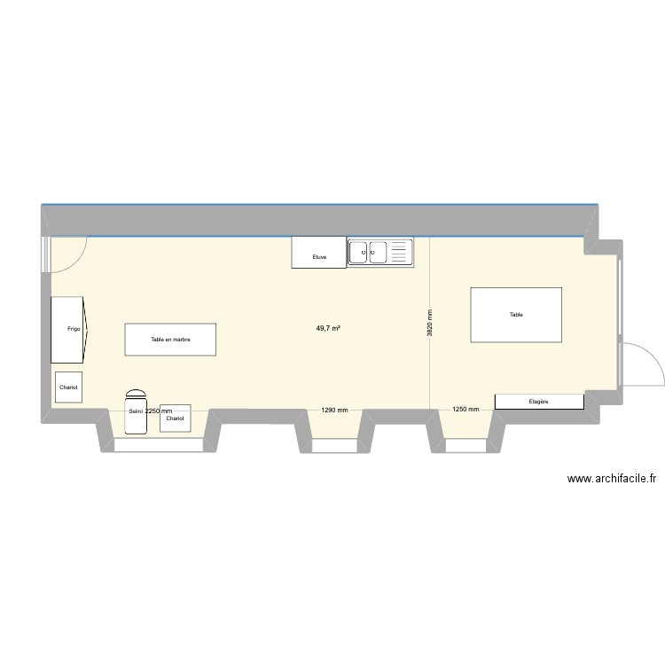 Labo version de base. Plan de 1 pièce et 50 m2