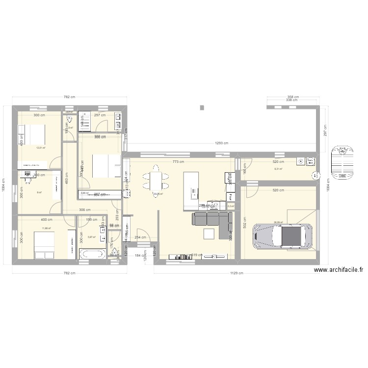 Futur projet. Plan de 11 pièces et 154 m2