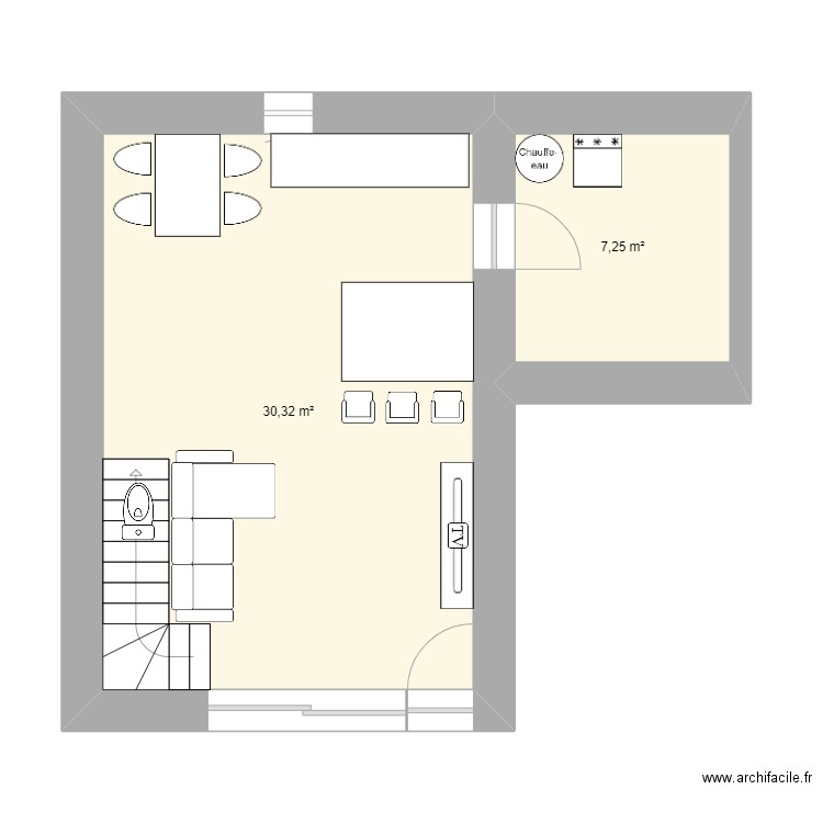 saint jens philippe. Plan de 2 pièces et 38 m2