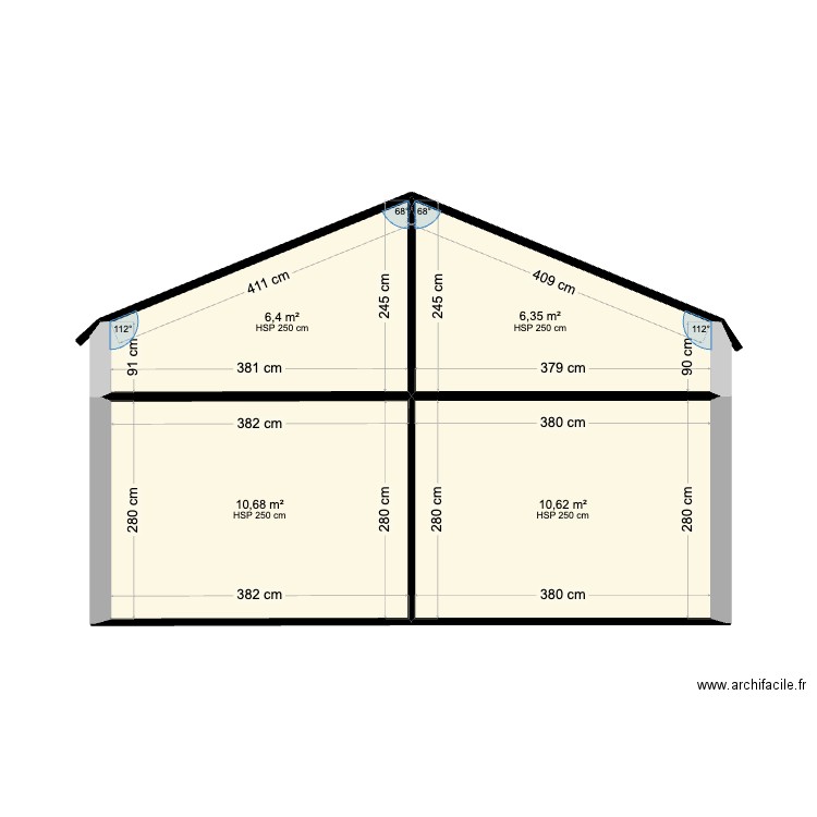 FACADE. Plan de 4 pièces et 34 m2