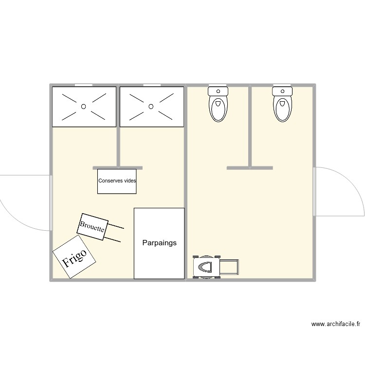 TIABET. Plan de 2 pièces et 19 m2