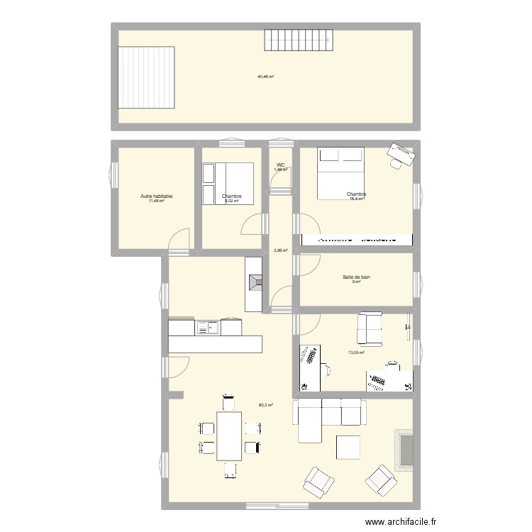 Maison des abeilles. Plan de 9 pièces et 165 m2