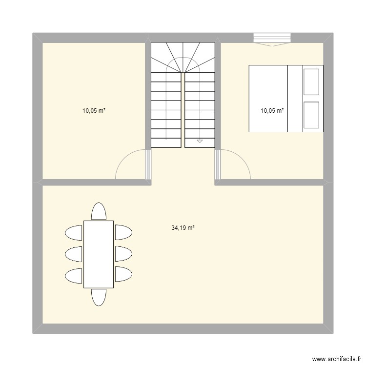 Orchis v1. Plan de 3 pièces et 54 m2