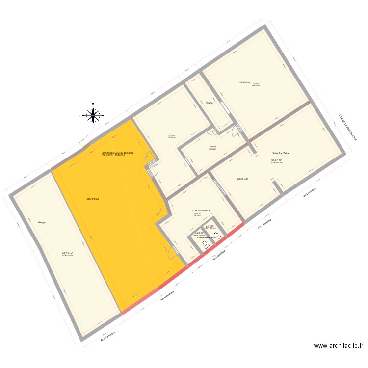 plan complet sans   cave et futur mur pignon . Plan de 9 pièces et 284 m2