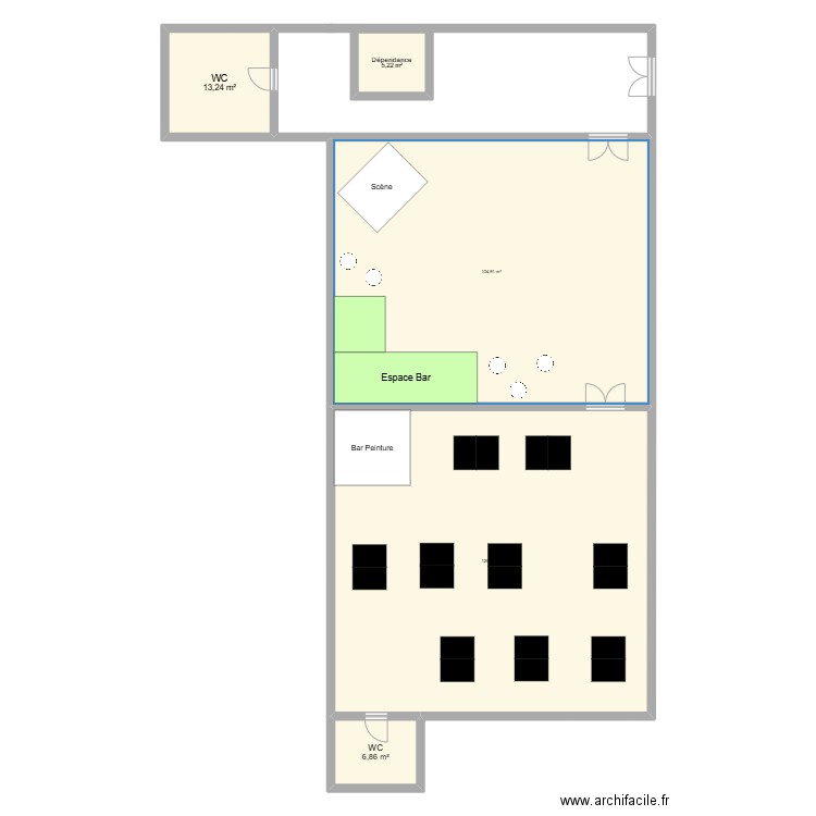 Plan Projet Pint'ure Night. Plan de 6 pièces et 299 m2