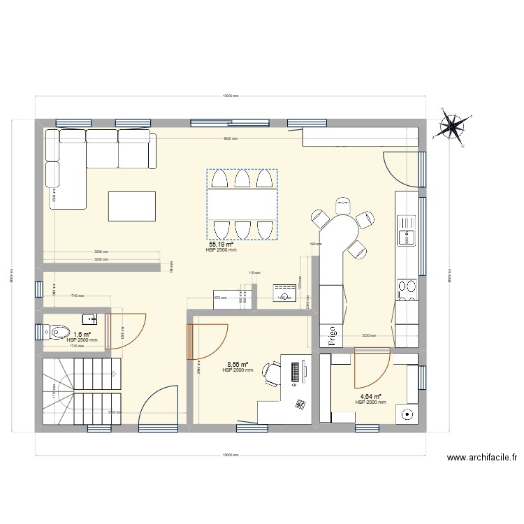 RDZ_V2. Plan de 4 pièces et 70 m2