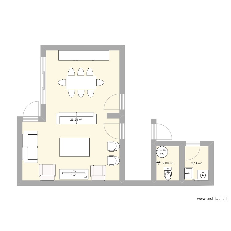 fo2. Plan de 3 pièces et 32 m2