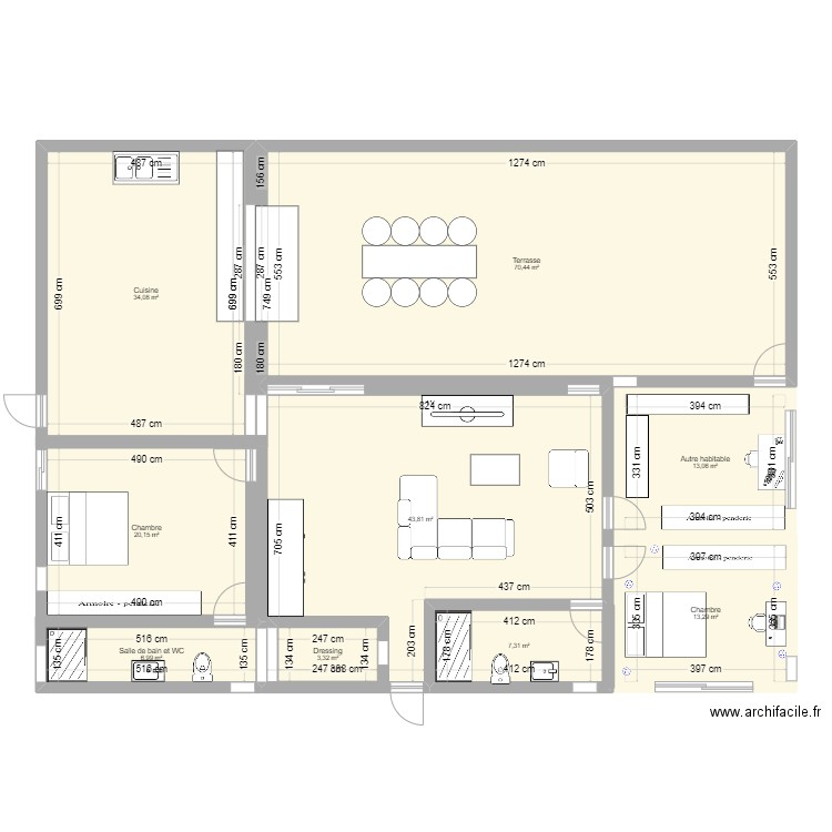 Mirabelle de la Cité de l'Air. Plan de 9 pièces et 218 m2