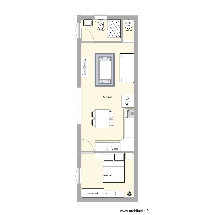 Location . Plan de 4 pièces et 39 m2