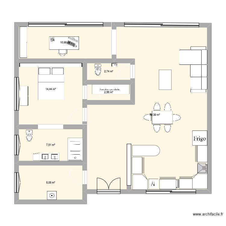 Projet. Plan de 7 pièces et 106 m2