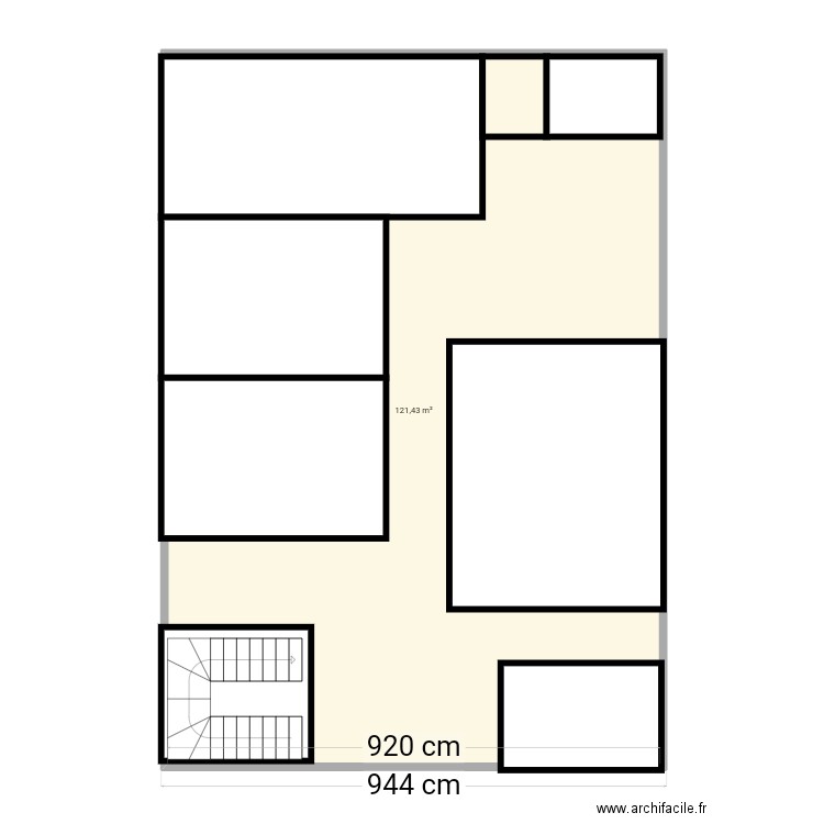 Chef plan cotation . Plan de 1 pièce et 121 m2