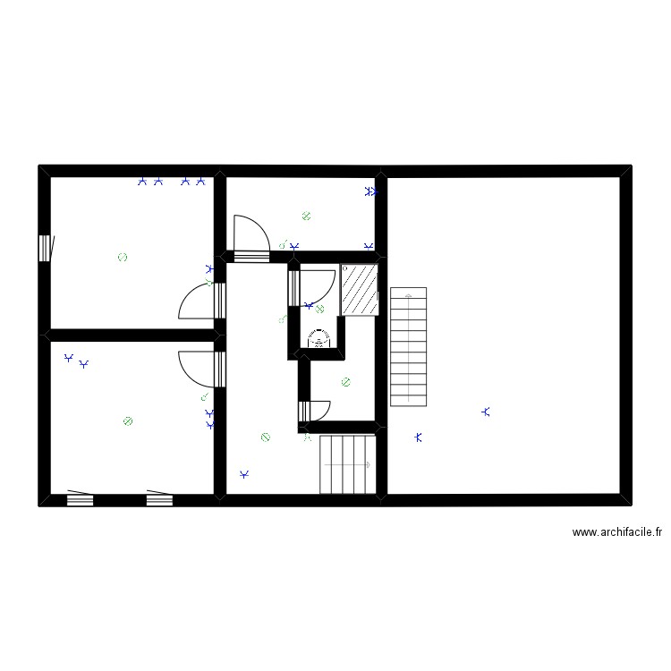 cuis. Plan de 6 pièces et 84 m2