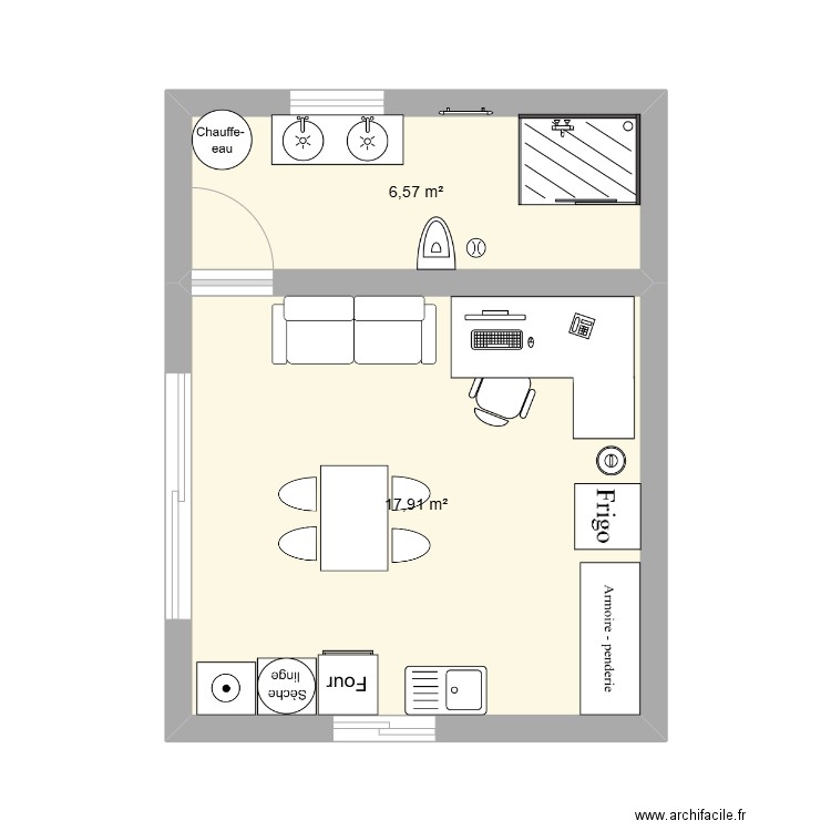 Appartement . Plan de 2 pièces et 24 m2