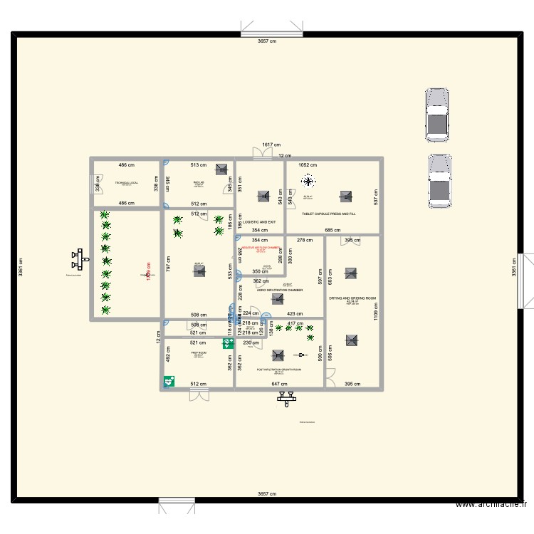 MANUFACTURING PLANT OGM PLANTIBODIES. Plan de 11 pièces et 1497 m2