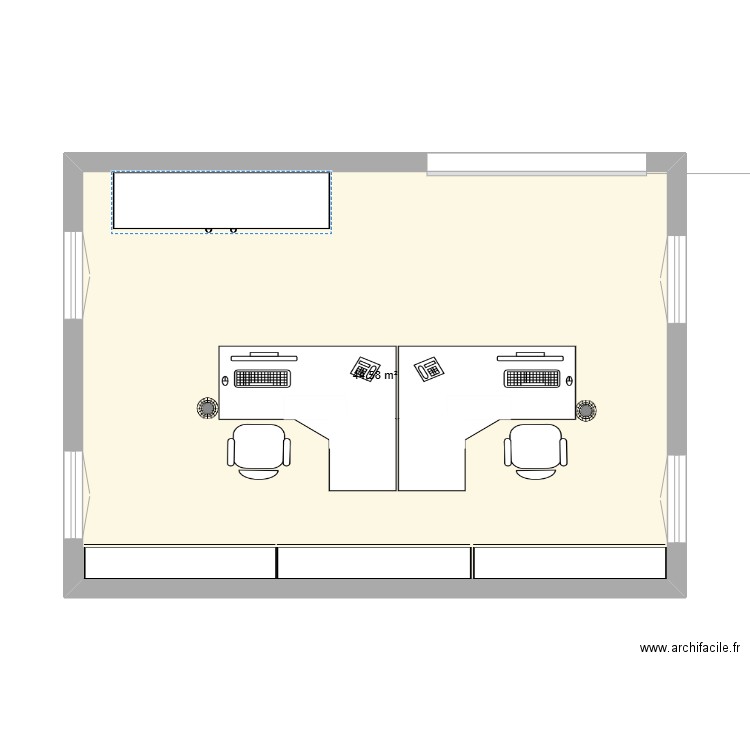 paln bureau mairie. Plan de 1 pièce et 45 m2