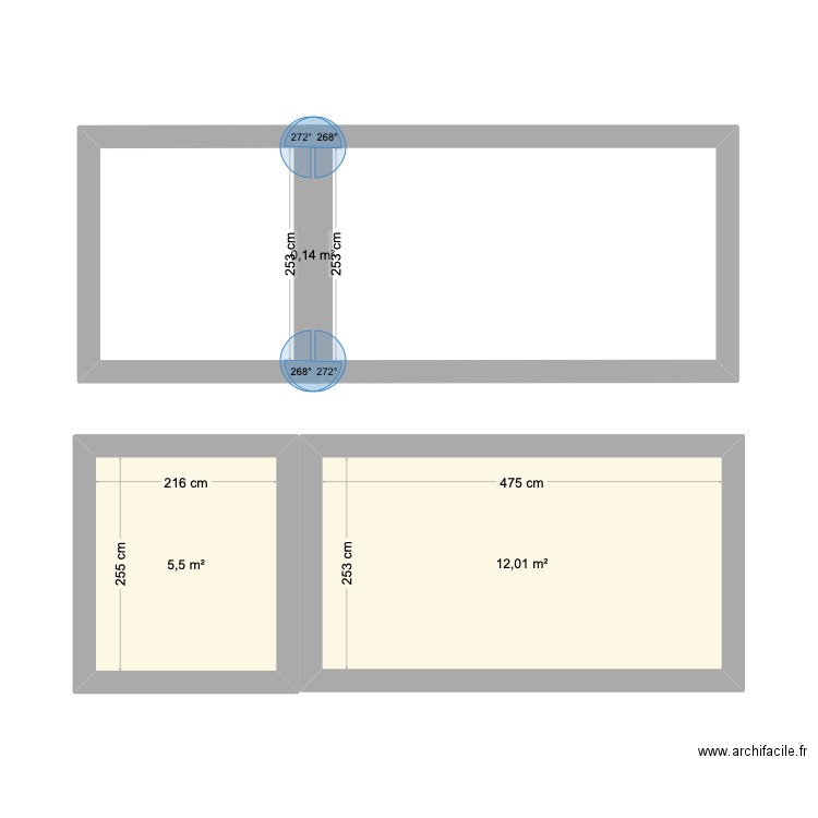 Loc1. Plan de 3 pièces et 18 m2