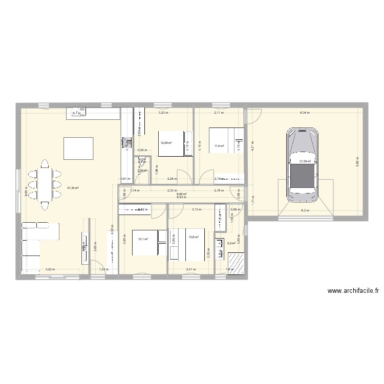 vezac. Plan de 9 pièces et 146 m2