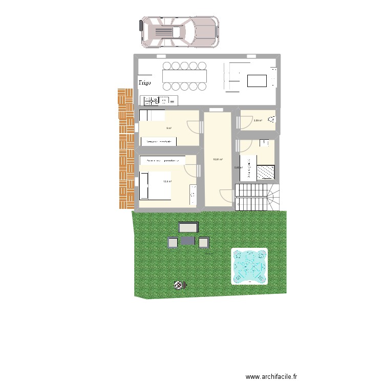 Maison . Plan de 5 pièces et 41 m2