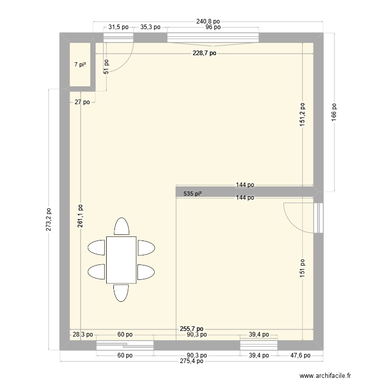 lelievre 2024-100. Plan de 2 pièces et 50 m2