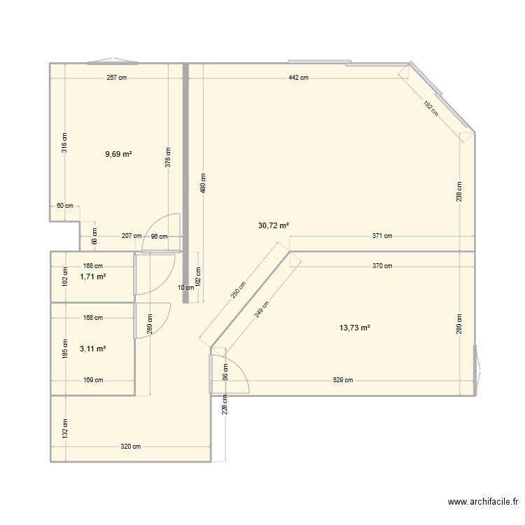 APPART VERSION INITIAL. Plan de 5 pièces et 59 m2