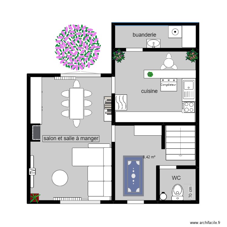 plan maison. Plan de 5 pièces et 43 m2