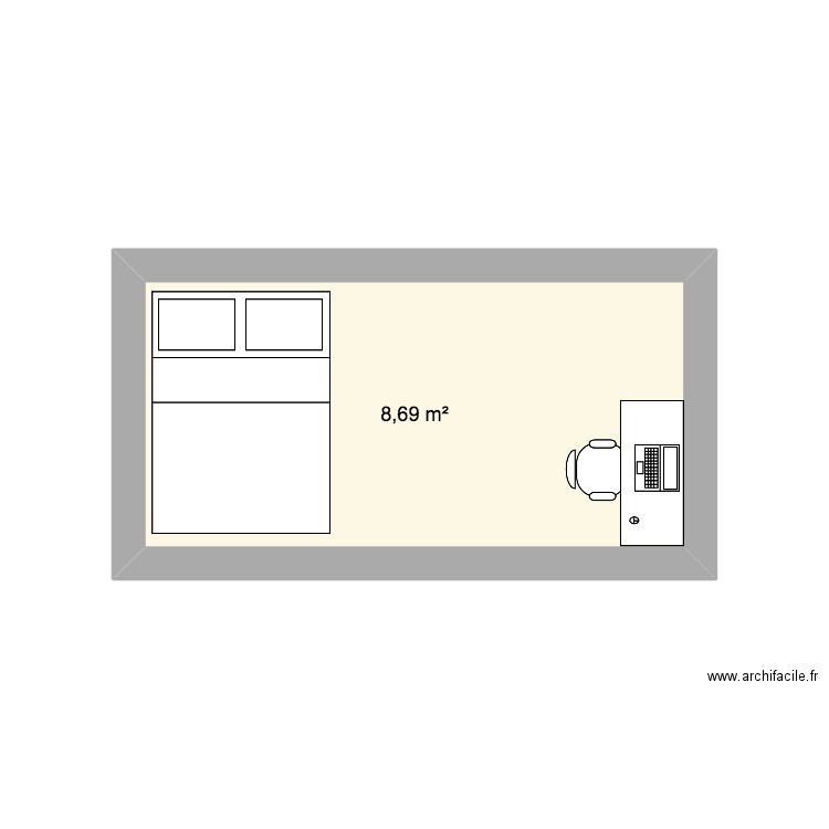 chambre de jeanne. Plan de 1 pièce et 9 m2