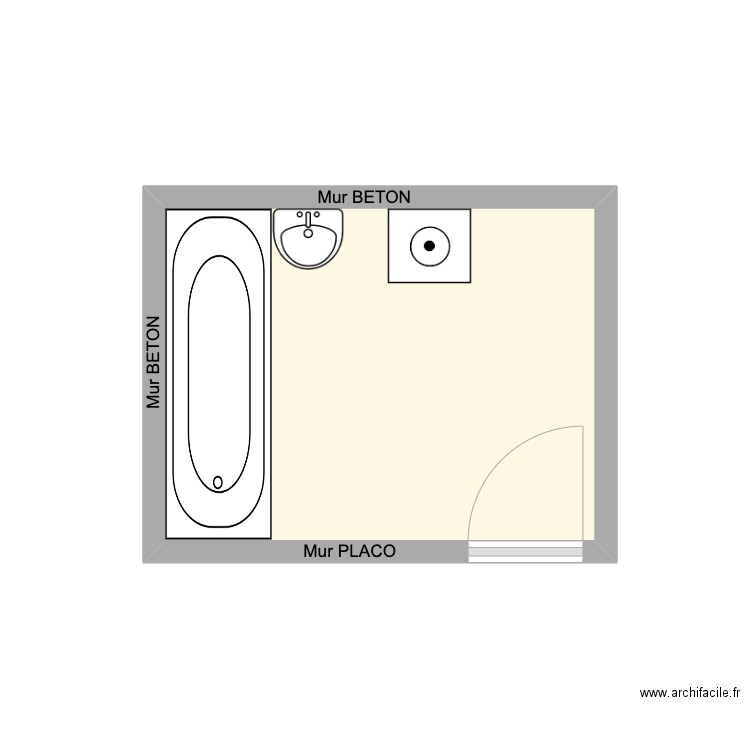 PLAN ACTUEL EXEMPLE. Plan de 1 pièce et 7 m2