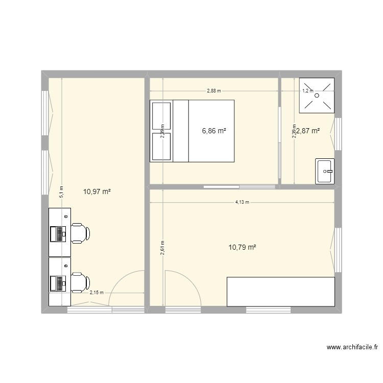 dépendance. Plan de 4 pièces et 31 m2