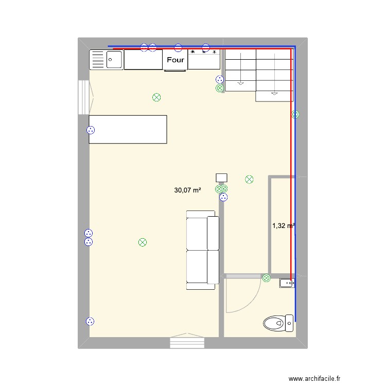 BEAUVAIS 1. Plan de 2 pièces et 31 m2