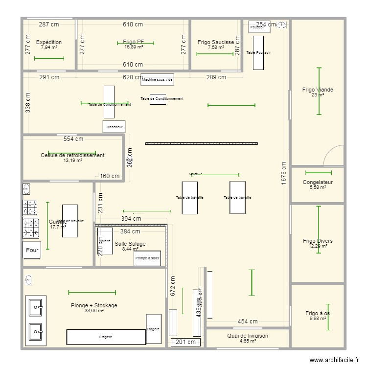 Charcuterie DG 2 . Plan de 13 pièces et 305 m2