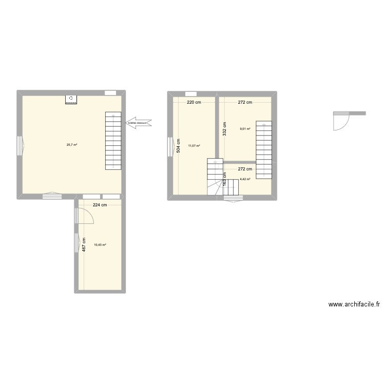 zonmai. Plan de 5 pièces et 61 m2