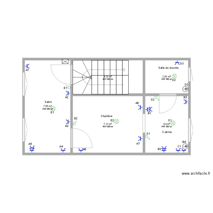 App. Clemanceau 1er Aslam 24. Plan de 5 pièces et 26 m2