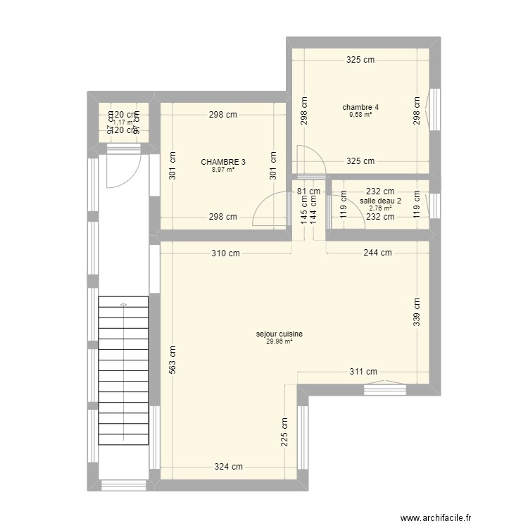 maison carry etage. Plan de 5 pièces et 53 m2