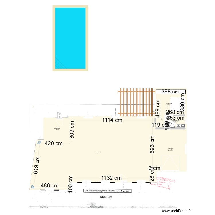 Maison Montussan. Plan de 5 pièces et 167 m2