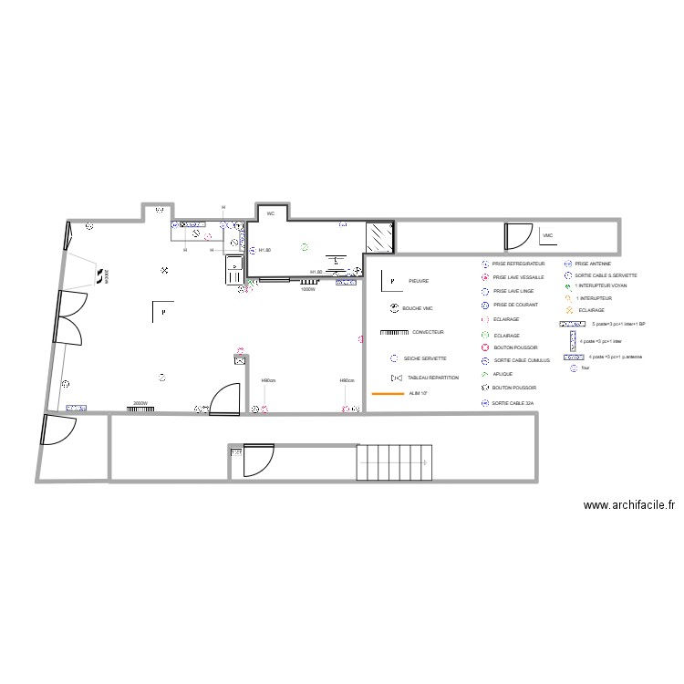 plans studio ELECTRIQUE. Plan de 5 pièces et 52 m2