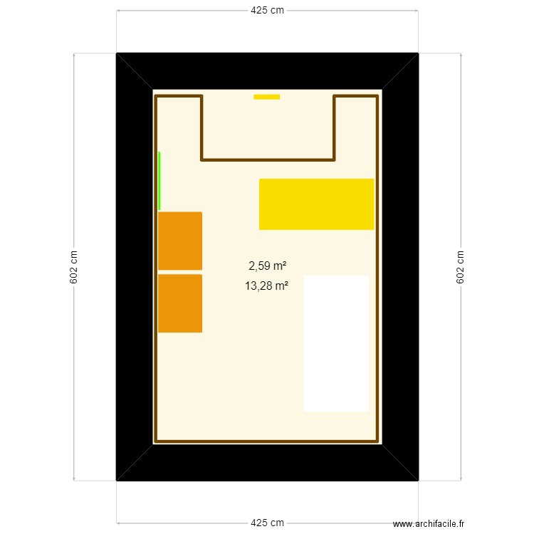 ifavuedessuscachette. Plan de 2 pièces et 30 m2