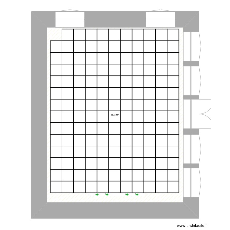 salle des fete millieres. Plan de 1 pièce et 63 m2