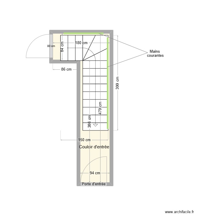 SERVAT Escalier. Plan de 1 pièce et 5 m2