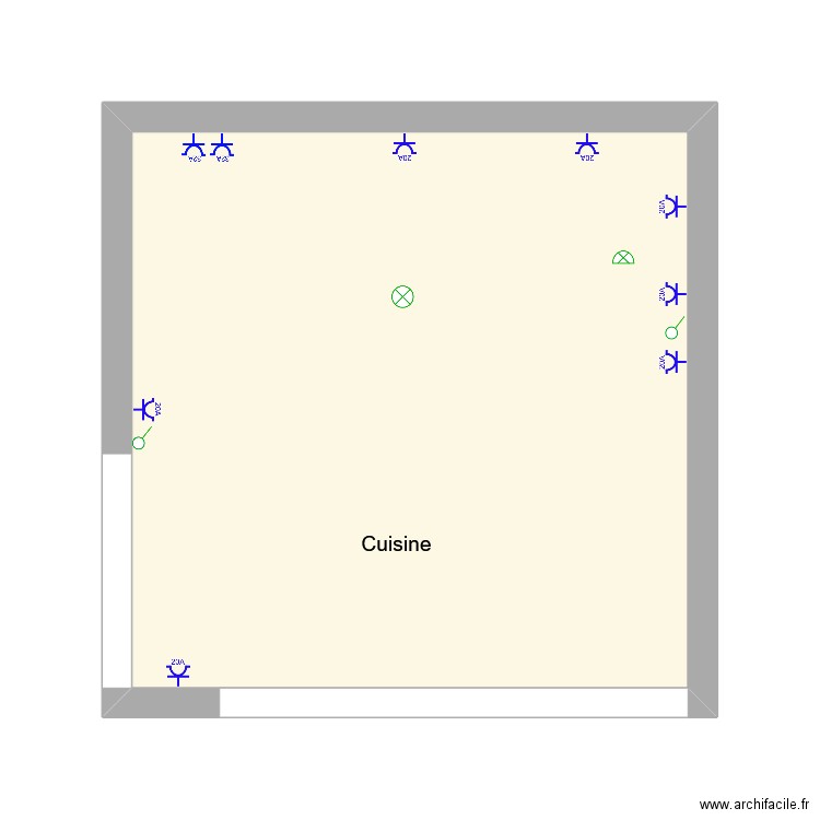 Cuisine. Plan de 1 pièce et 23 m2