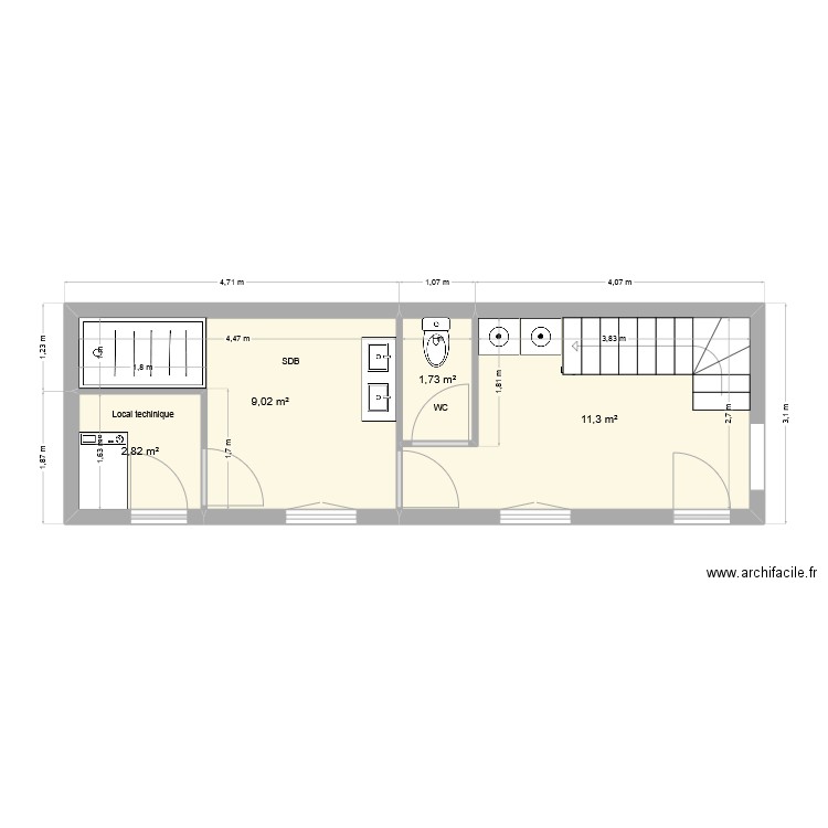 ringard samuel. Plan de 4 pièces et 25 m2